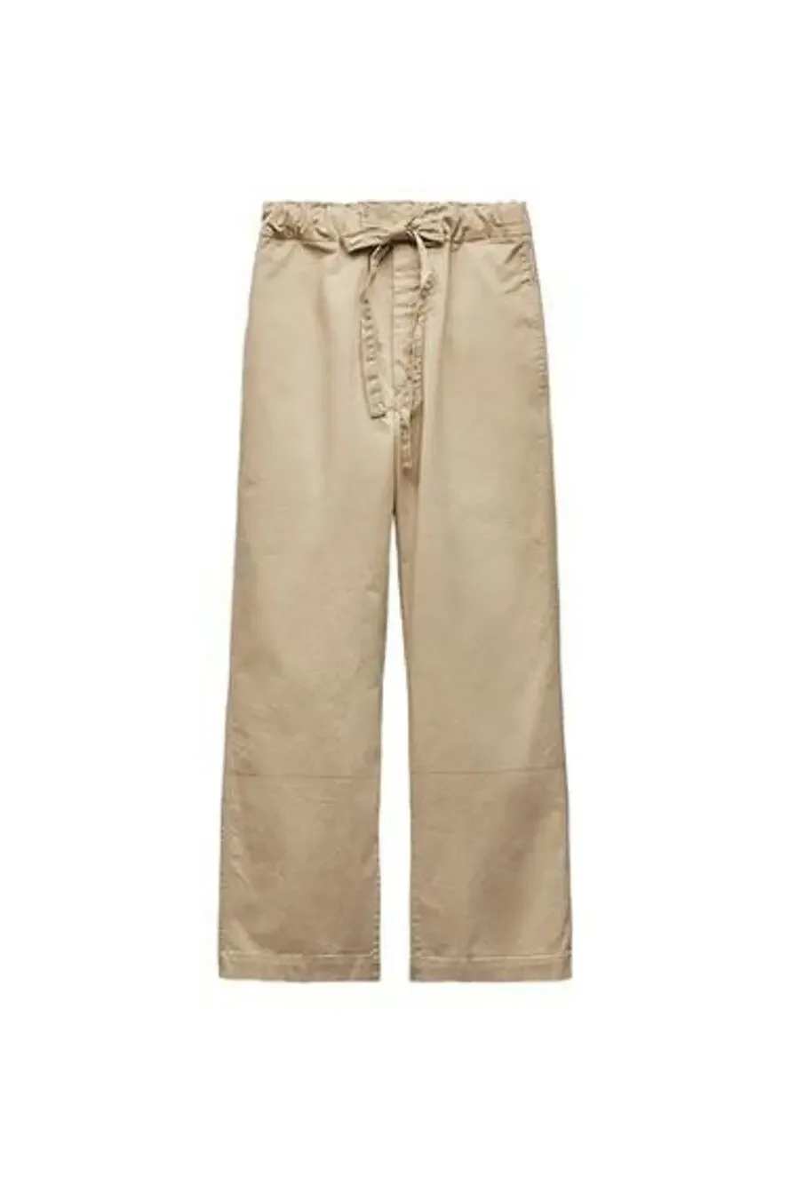 Zara Washed Twill Pants Light Whiskey Old Money Coastal Oversized Quiet Luxury - Picture 2 of 10